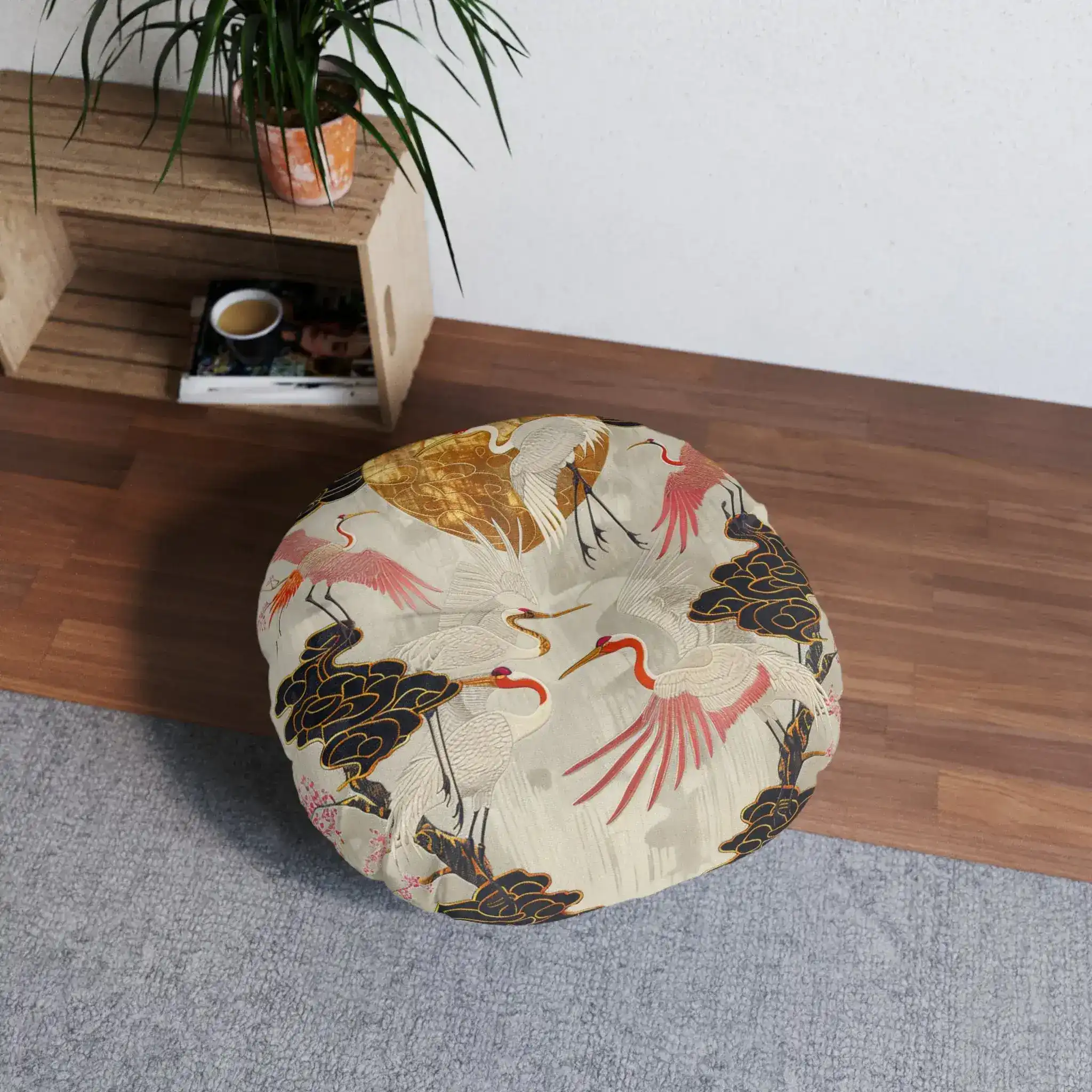 Majestic Crane and Cloud Pattern Floor Pillow - Image 5