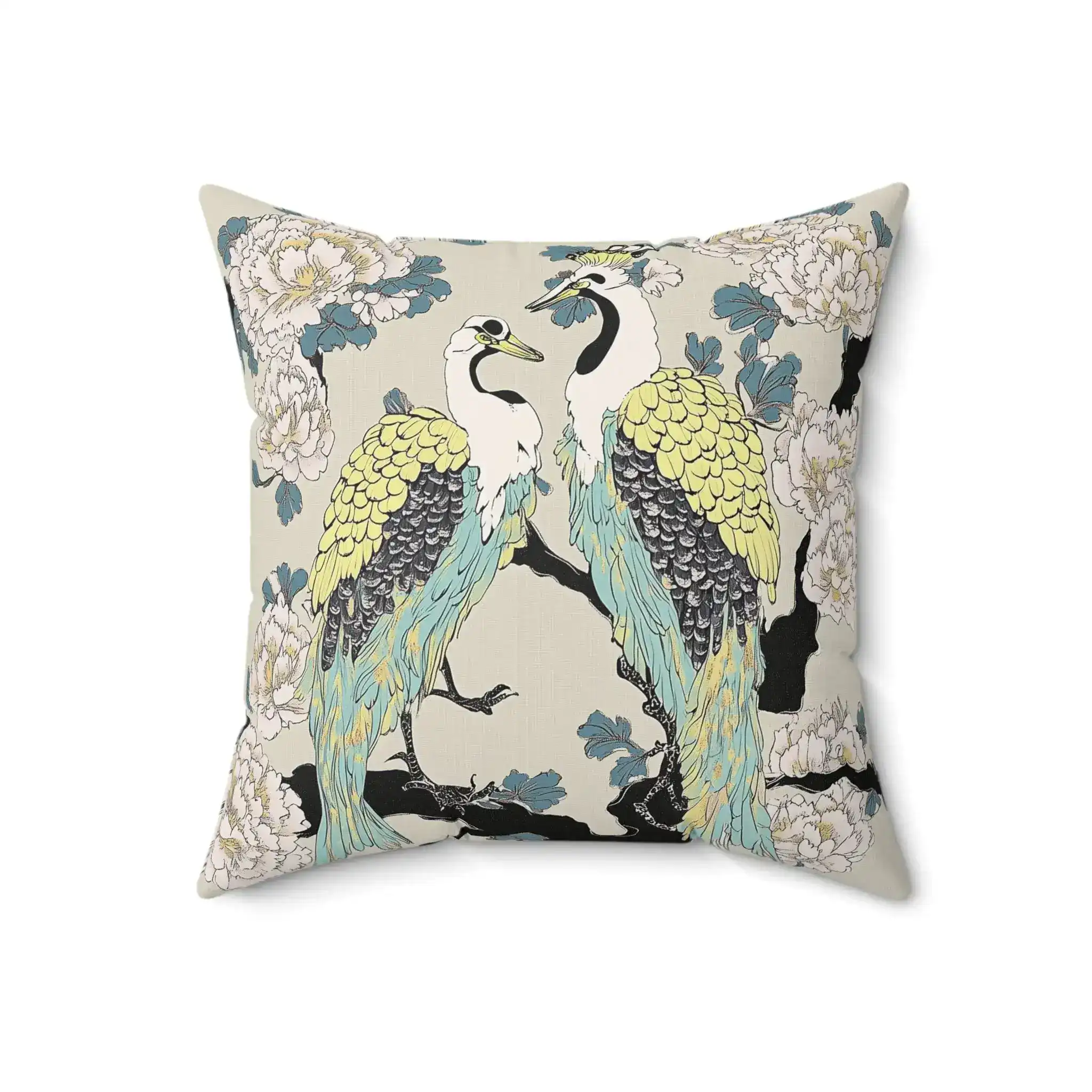 Majestic Cranes & Peonies Throw Pillow - Image 5
