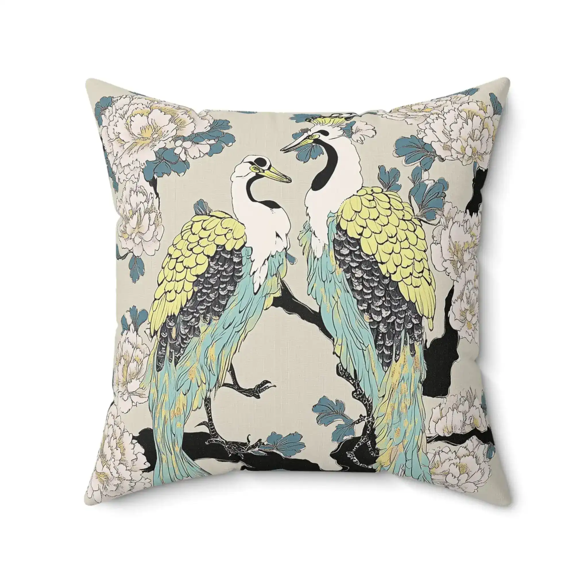 Majestic Cranes & Peonies Throw Pillow - Image 6
