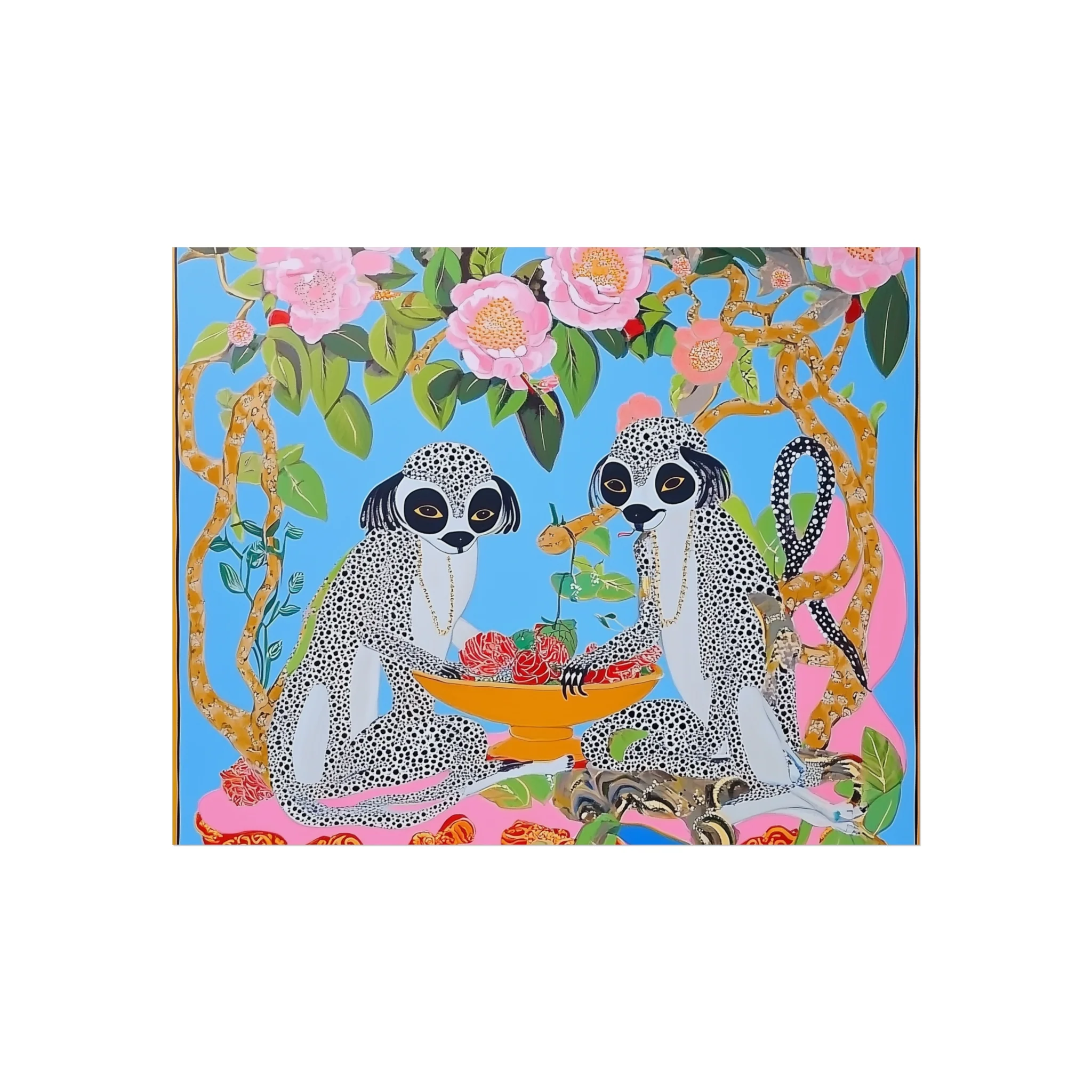 Maximalist Floral Monkeys Fine Art Poster - Image 2