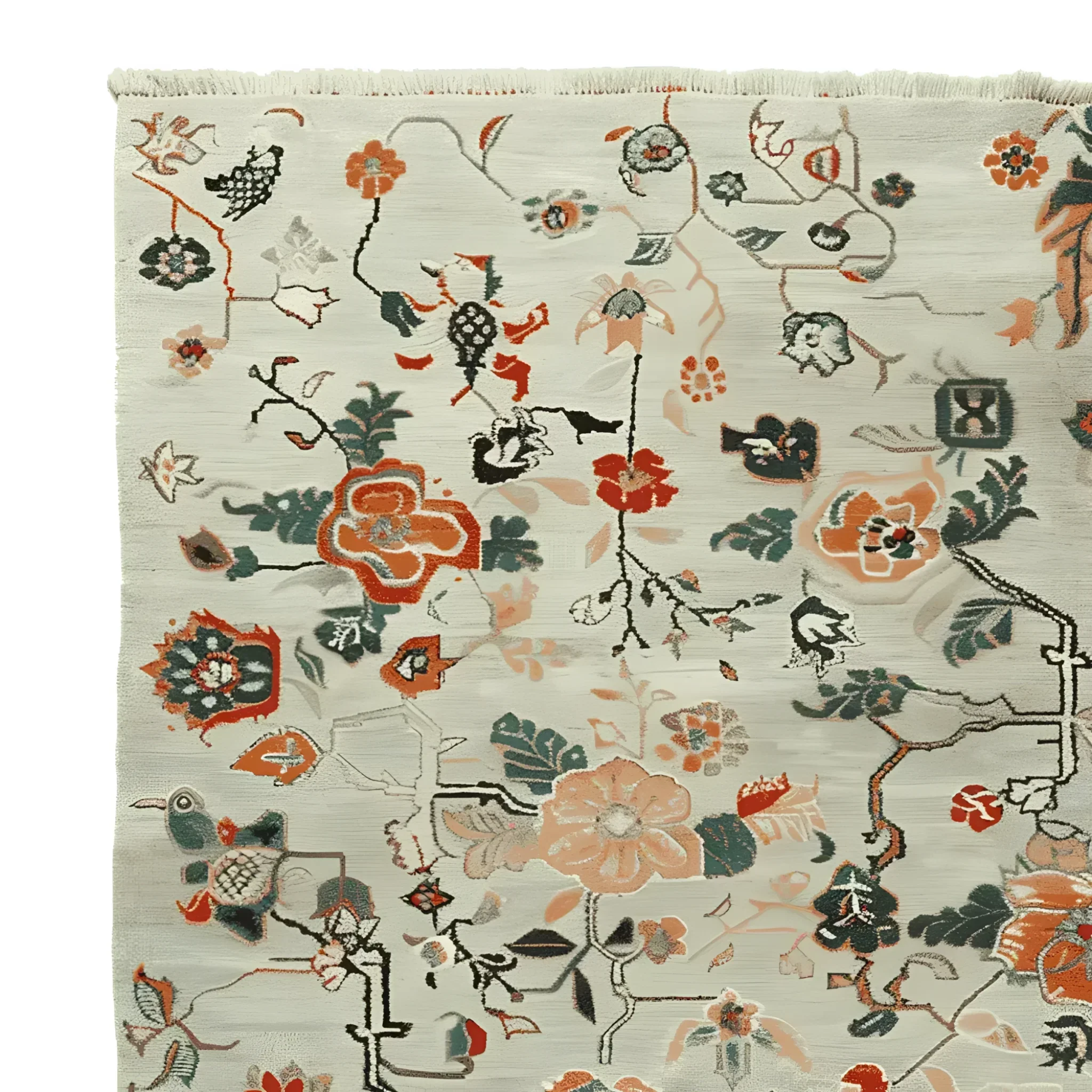 Meandering Floral Vines Hand Knotted Rug - Image 3