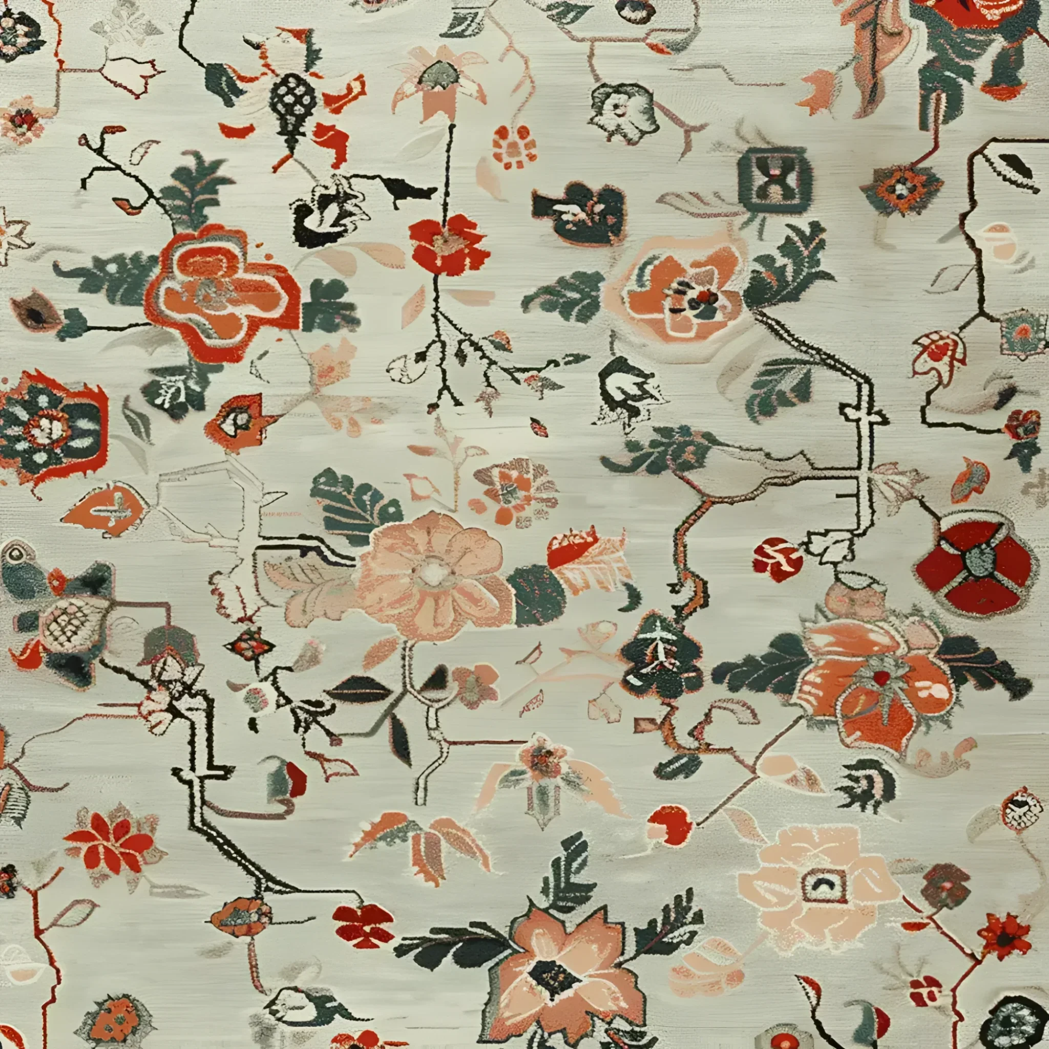 Meandering Floral Vines Hand Knotted Rug - Image 4