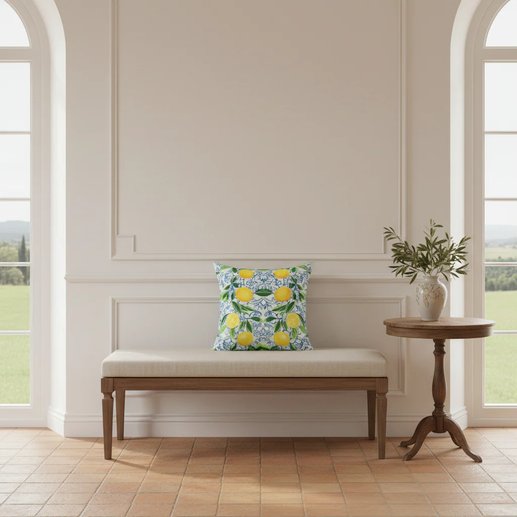 Mediterranean Lemon Grove Throw Pillow - Image 2