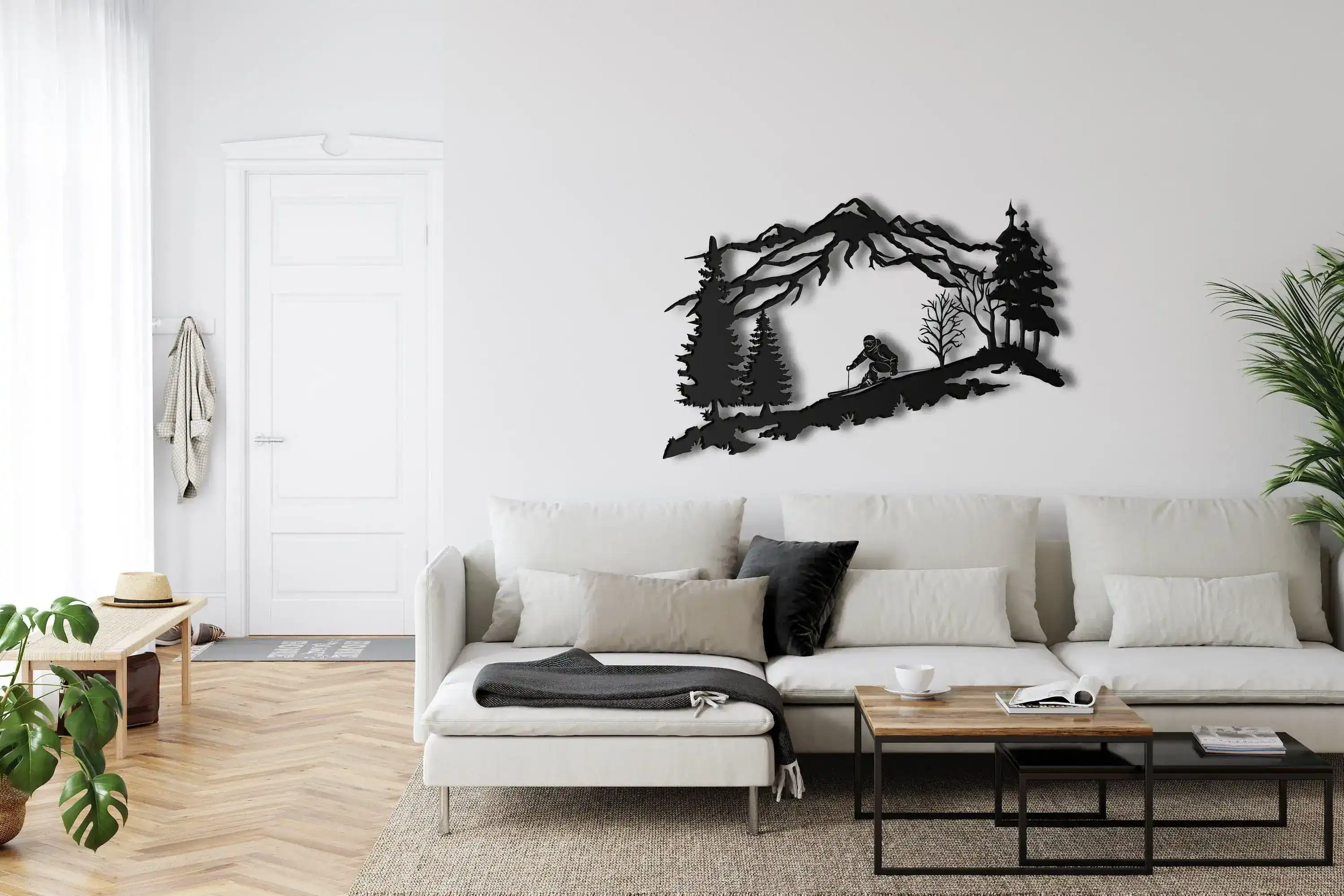 Metal Skier Metal Wall Hanging Decor