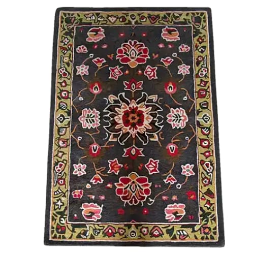 Midnight Bloom Mosaic Hand Tufted Rug 4 x 6 ft