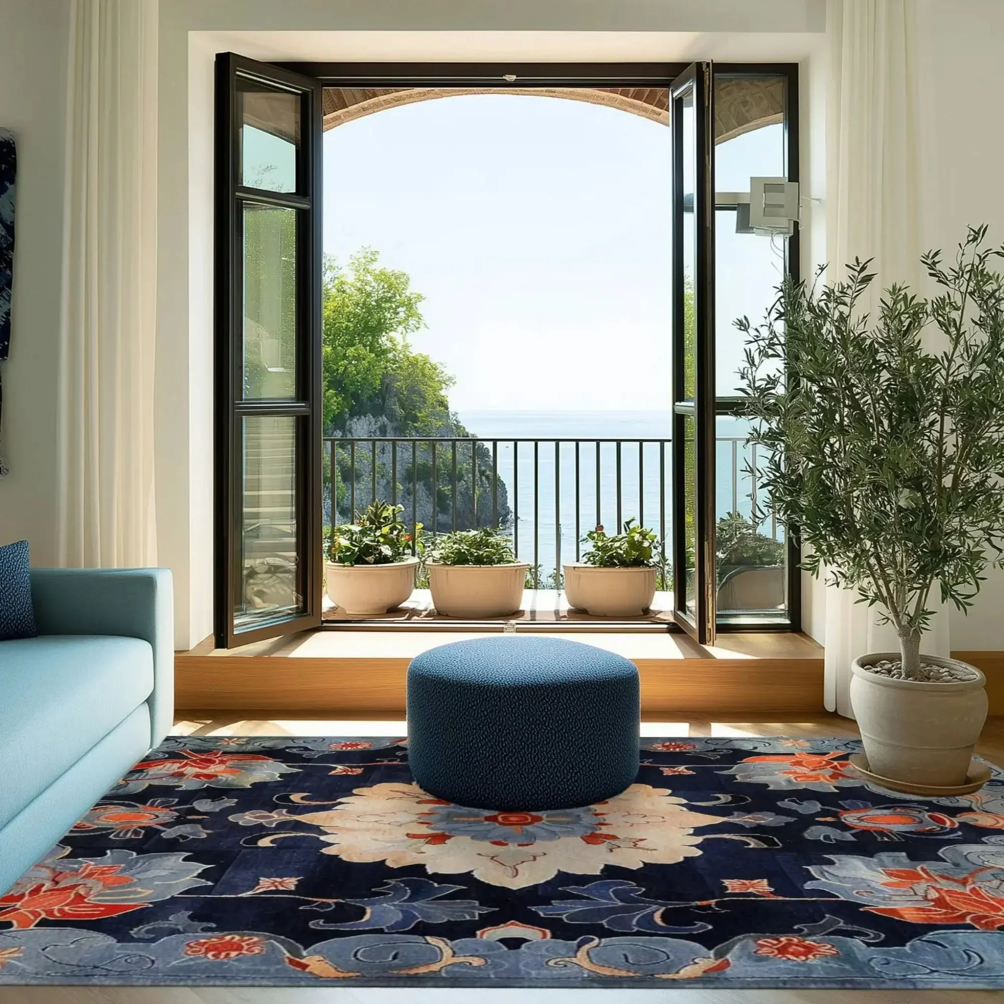 Midnight Blossom Tapestry Hand Tufted Rug - Image 3