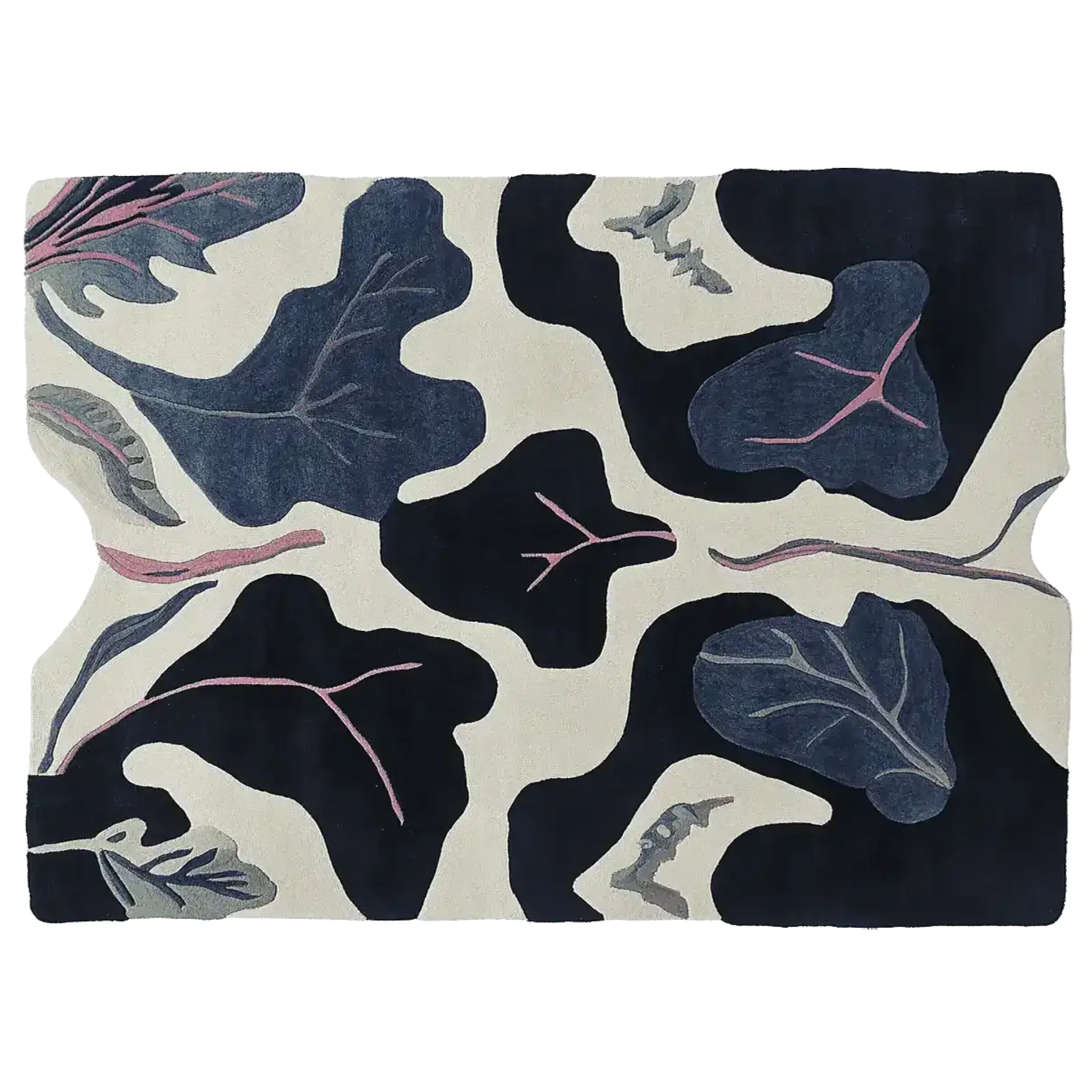 Midnight Leaf Veins Hand Tufted Rug - Image 5