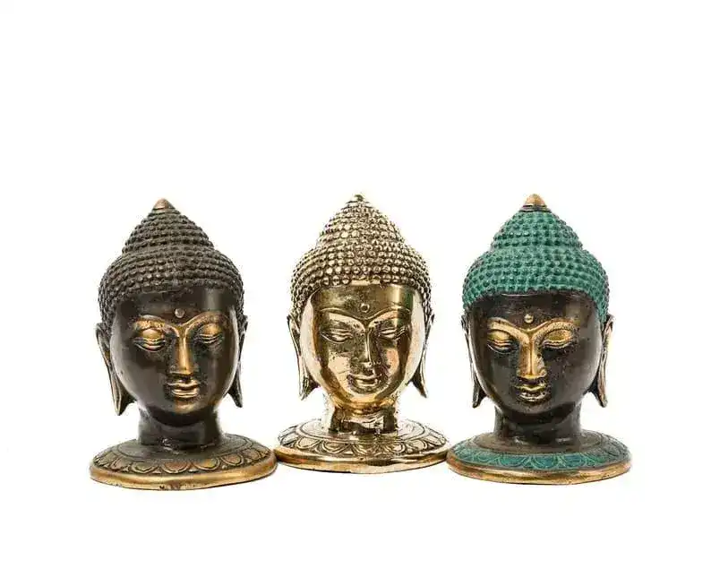 Mini Bronze Buddha Head Statue - Image 2