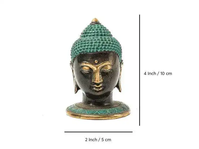 Mini Bronze Buddha Head Statue - Image 3