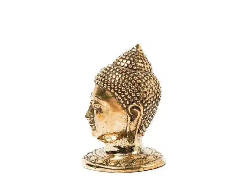 Mini Bronze Buddha Head Statue - Image 5