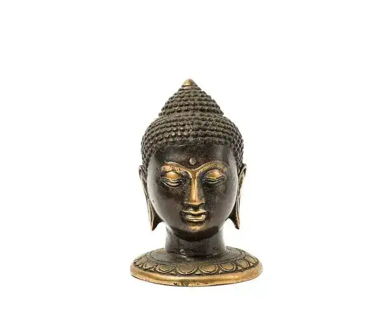 Mini Bronze Buddha Head Statue - Image 7