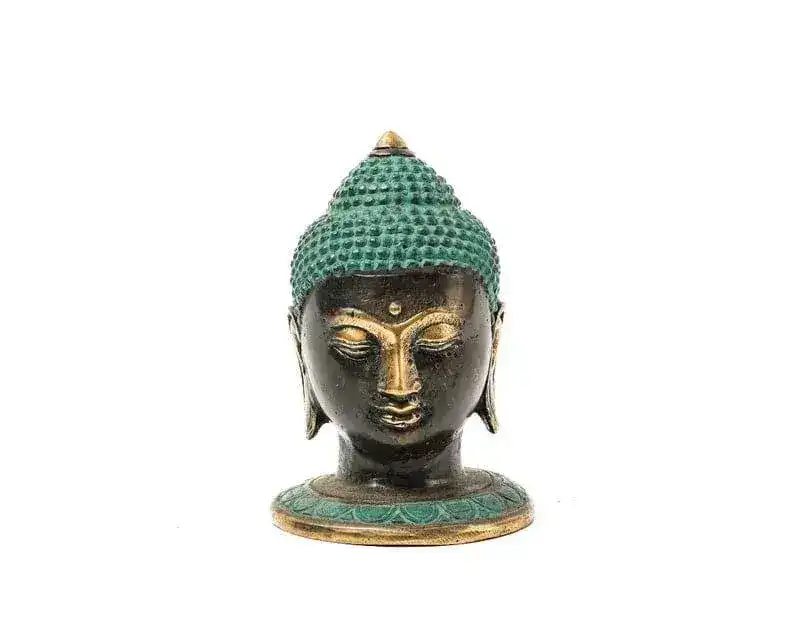 Mini Bronze Buddha Head Statue - Image 8