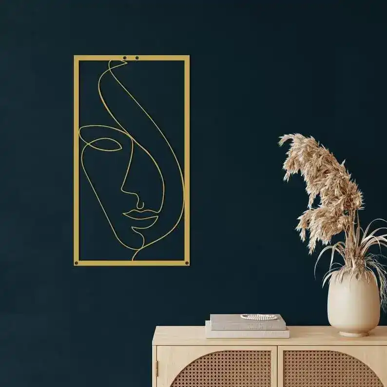 Minimalist Abstract Female Face Metal Wall Hanging Decor - Image 2