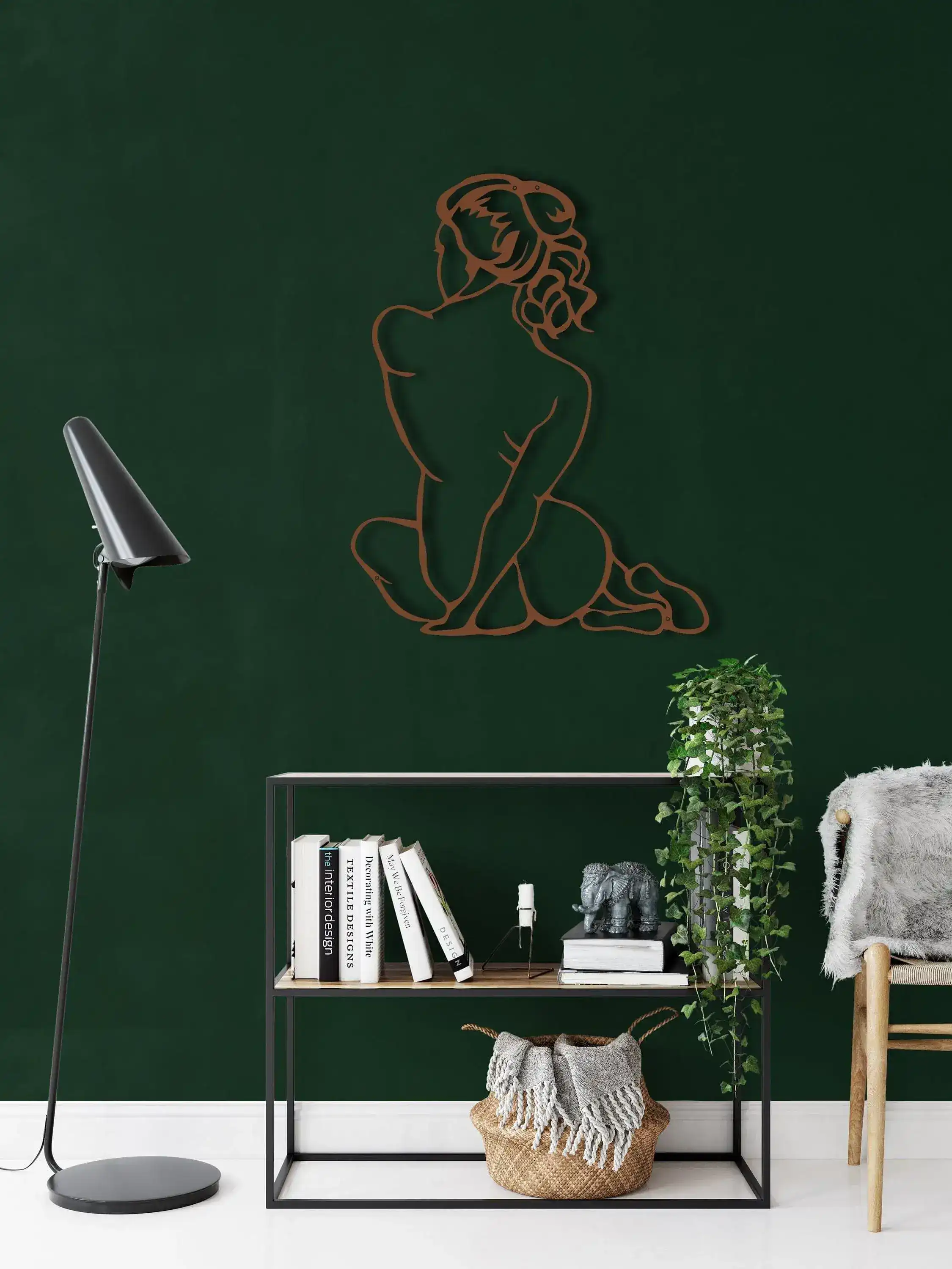 Minimalist Diva Woman Silhouette Metal Wall Hanging Decor