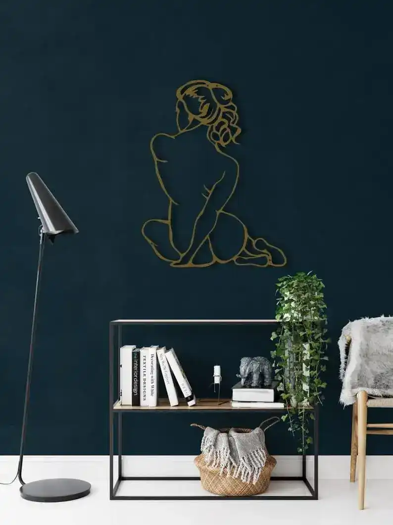 Minimalist Diva Woman Silhouette Metal Wall Hanging Decor - Image 3