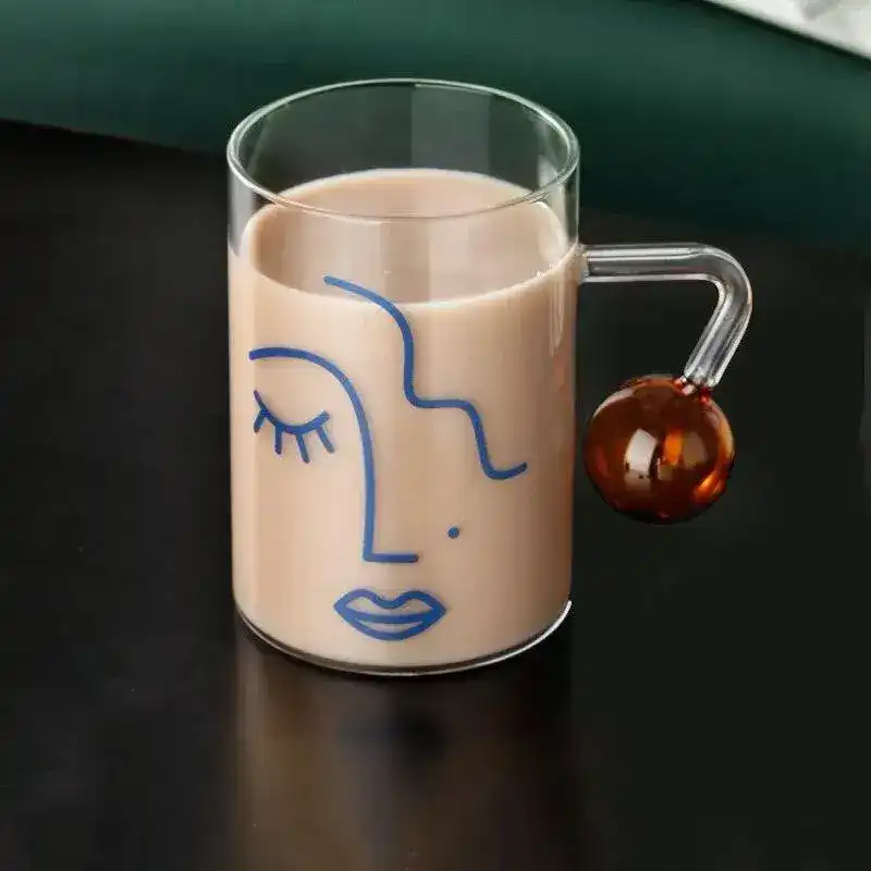 Minimalist Female Face Water Glass with Handle - Image 3