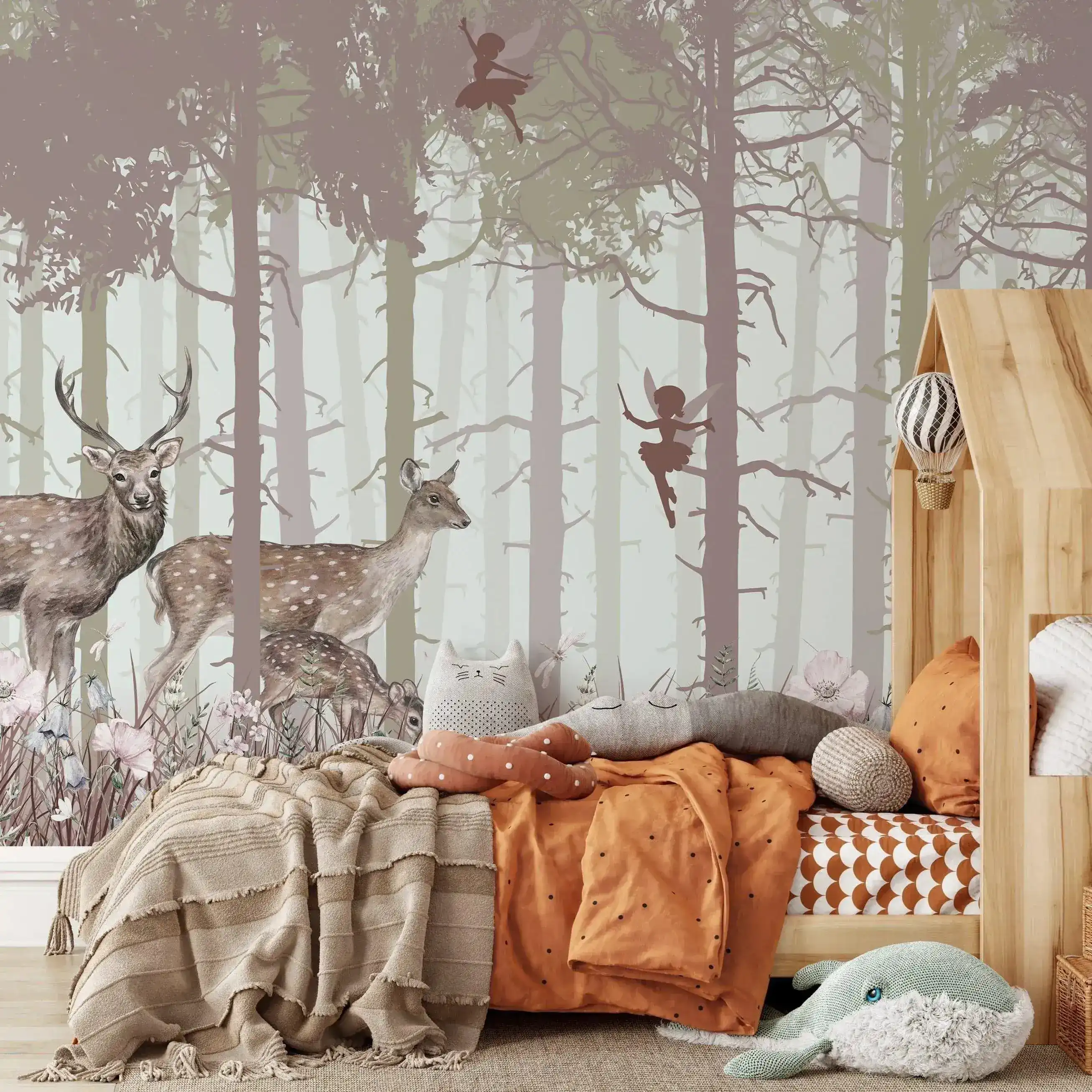 Misty Fairy Forest Animal Print Wildlife Wall Mural - Image 6