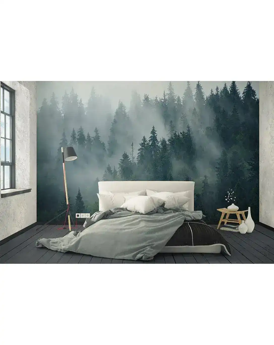 Misty Foggy Forest Photo Nature Wall Mural - Image 3