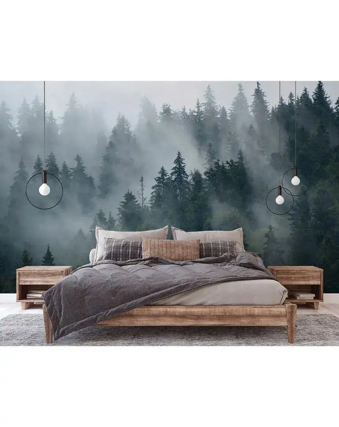 Misty Foggy Forest Photo Nature Wall Mural - Image 5