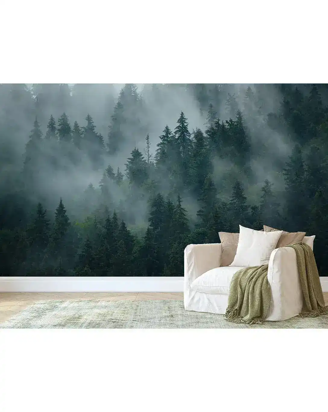 Misty Foggy Forest Photo Nature Wall Mural - Image 6