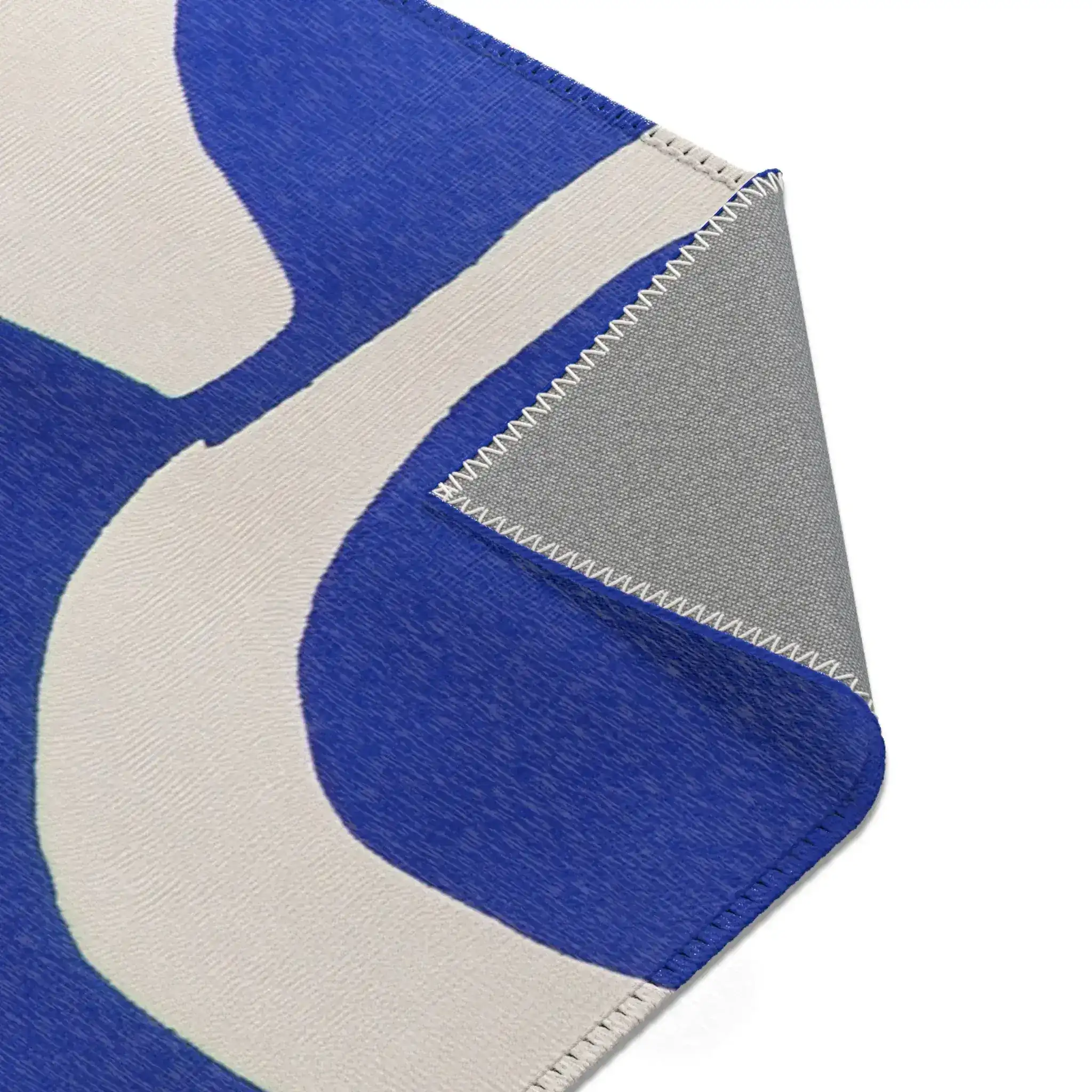 Modern Abstract Blue & White Rug - Image 10