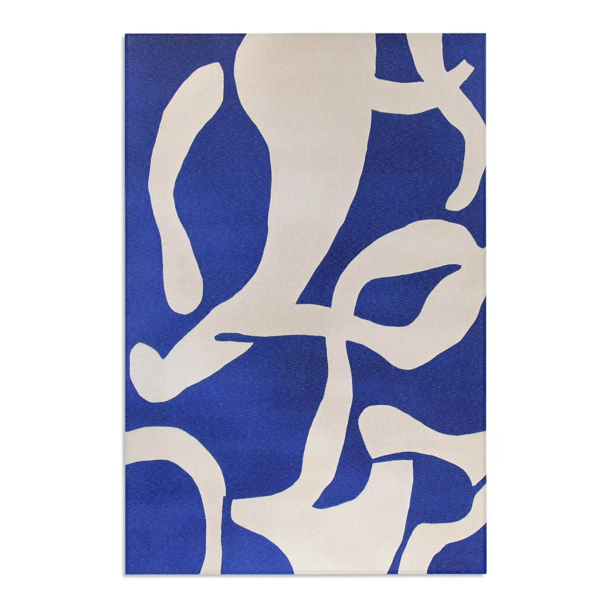 Modern Abstract Blue & White Rug - Image 6