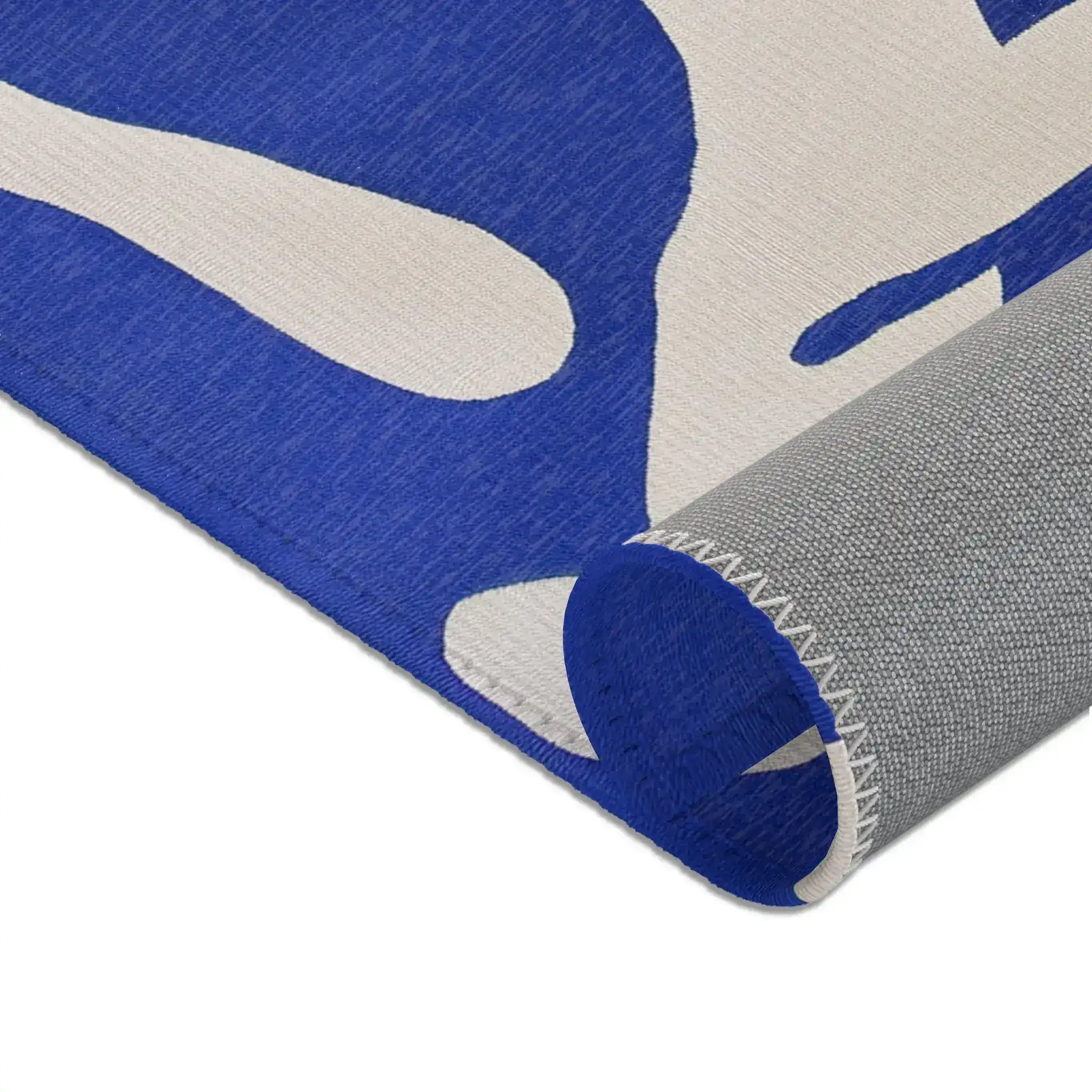 Modern Abstract Blue & White Rug - Image 8