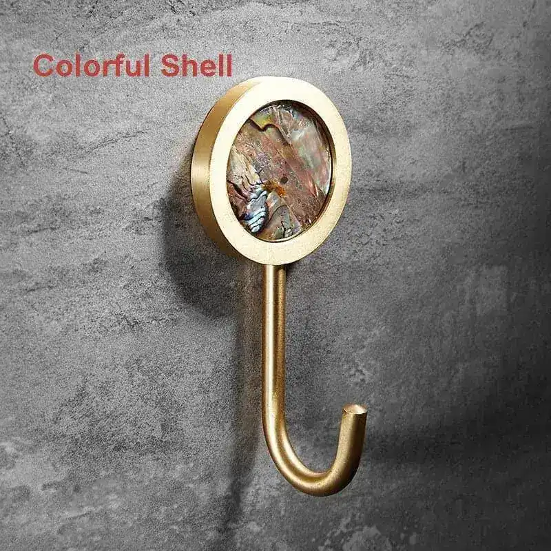 Modern Brass Shell Leather Wall Organizer Hook - Image 12