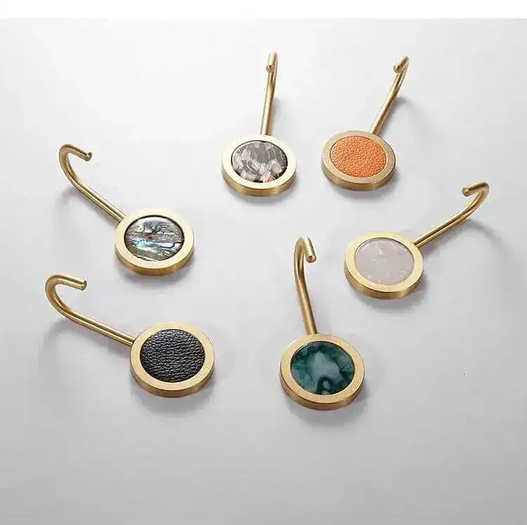 Modern Brass Shell Leather Wall Organizer Hook - Image 13