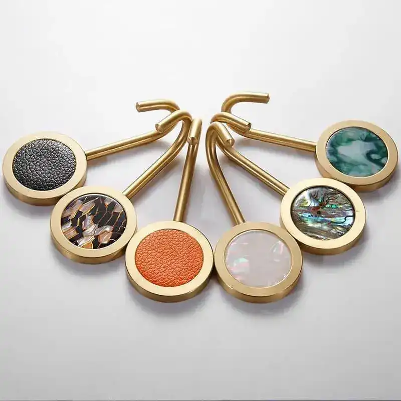 Modern Brass Shell Leather Wall Organizer Hook - Image 3