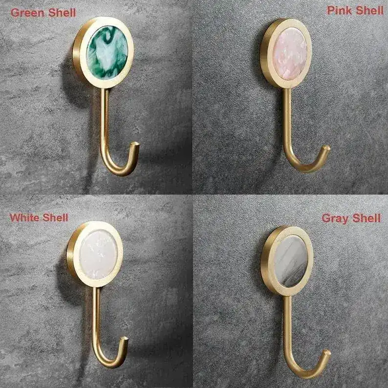Modern Brass Shell Leather Wall Organizer Hook - Image 4