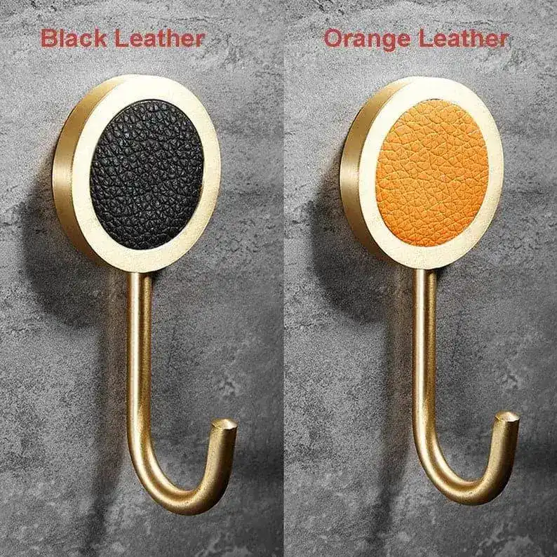 Modern Brass Shell Leather Wall Organizer Hook - Image 7