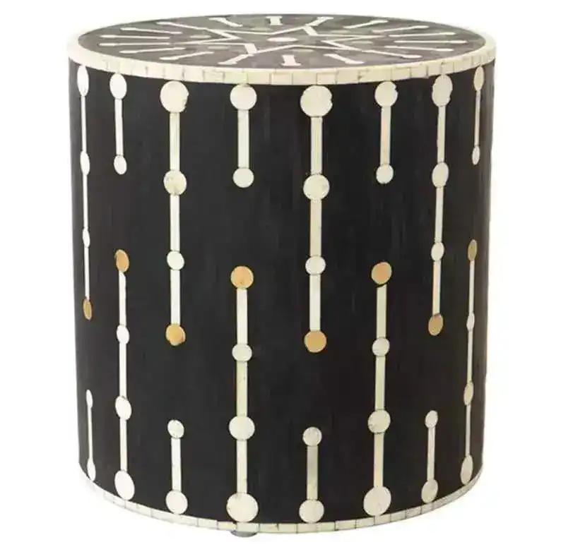 Modern Handmade Bone Inlay Crystal Drop Side Table - Image 2