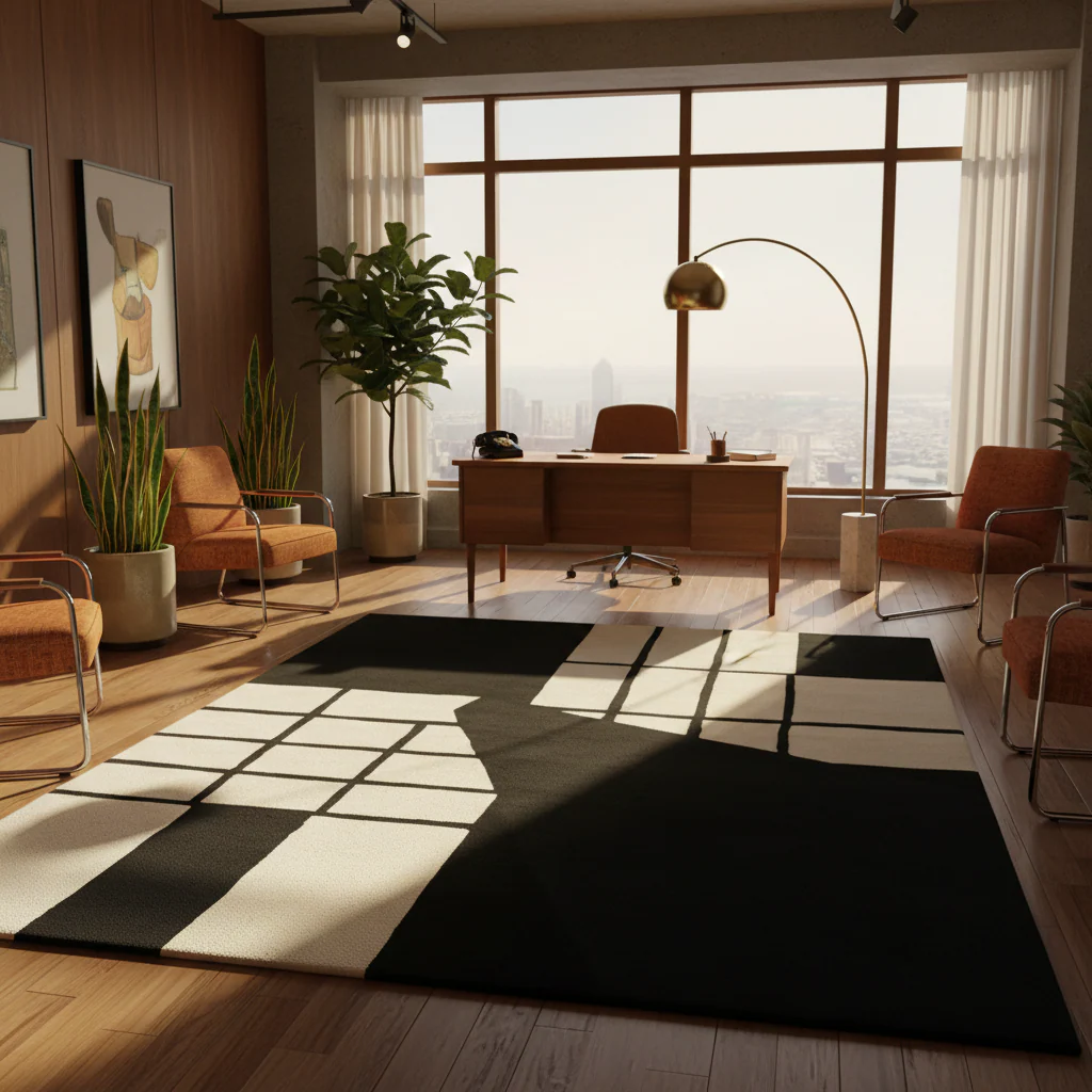 Monochrome Gride Form Hand Tufted Rug - Image 2