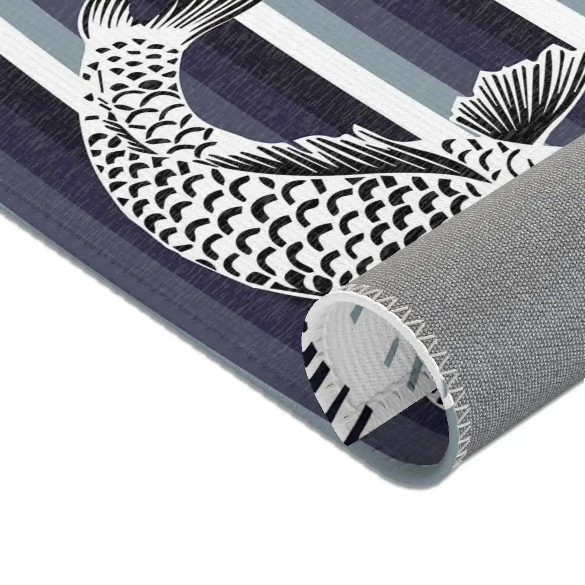 Monochrome Koi Fish Wave Accent Rug - Image 7