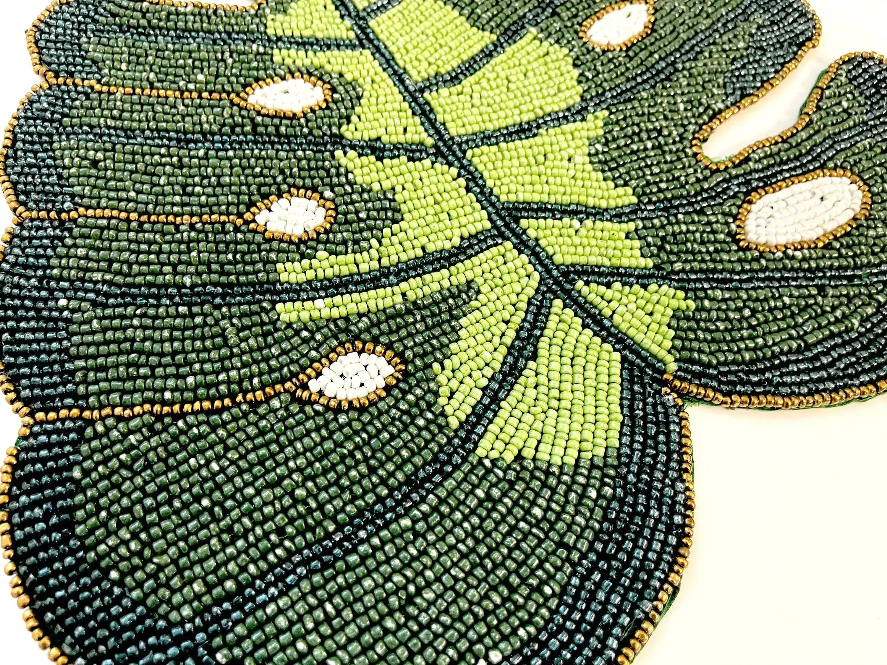 Monstera Leaf Beaded Placemat Set of 4 - Image 5