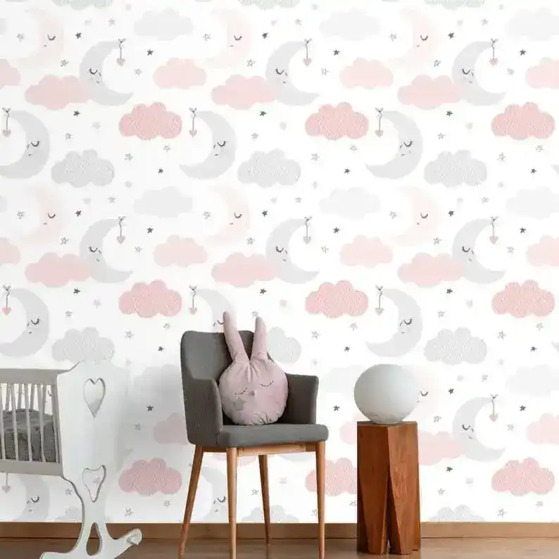 Moons and Clouds Nursery Wallpaper - Image 3