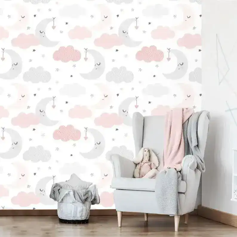 Moons and Clouds Nursery Wallpaper - Image 5