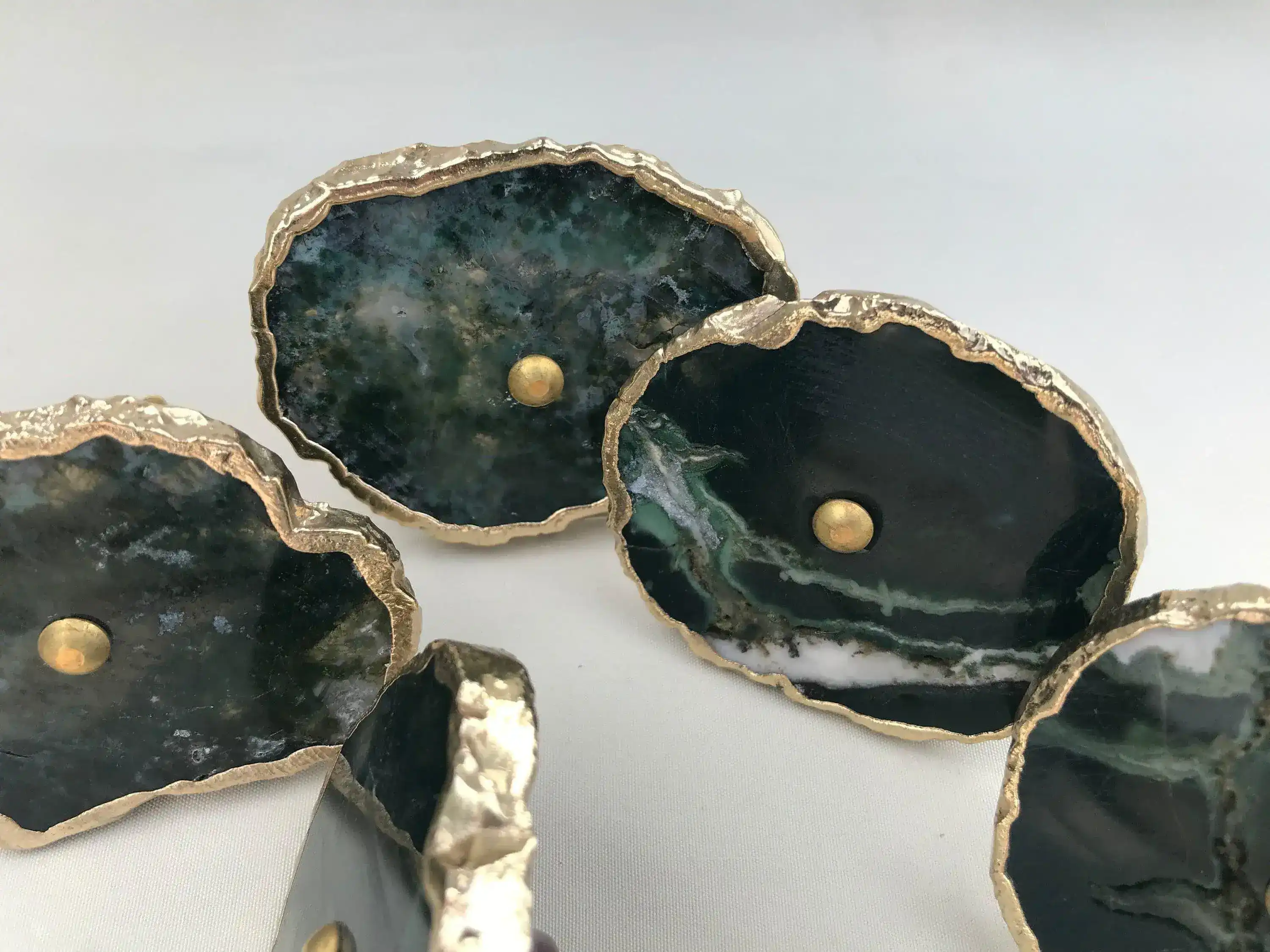Moss Green Agate Cabinet Door Pull Handle - Set of 6 - Image 2