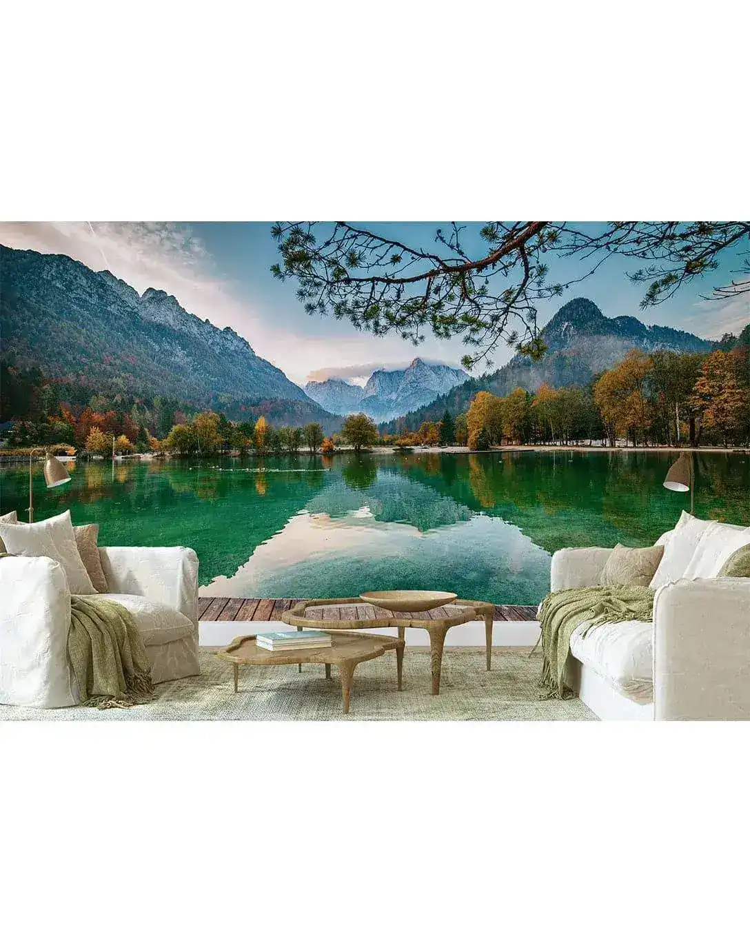 Mountain Lake Photo Nature Wall Mural - Image 2