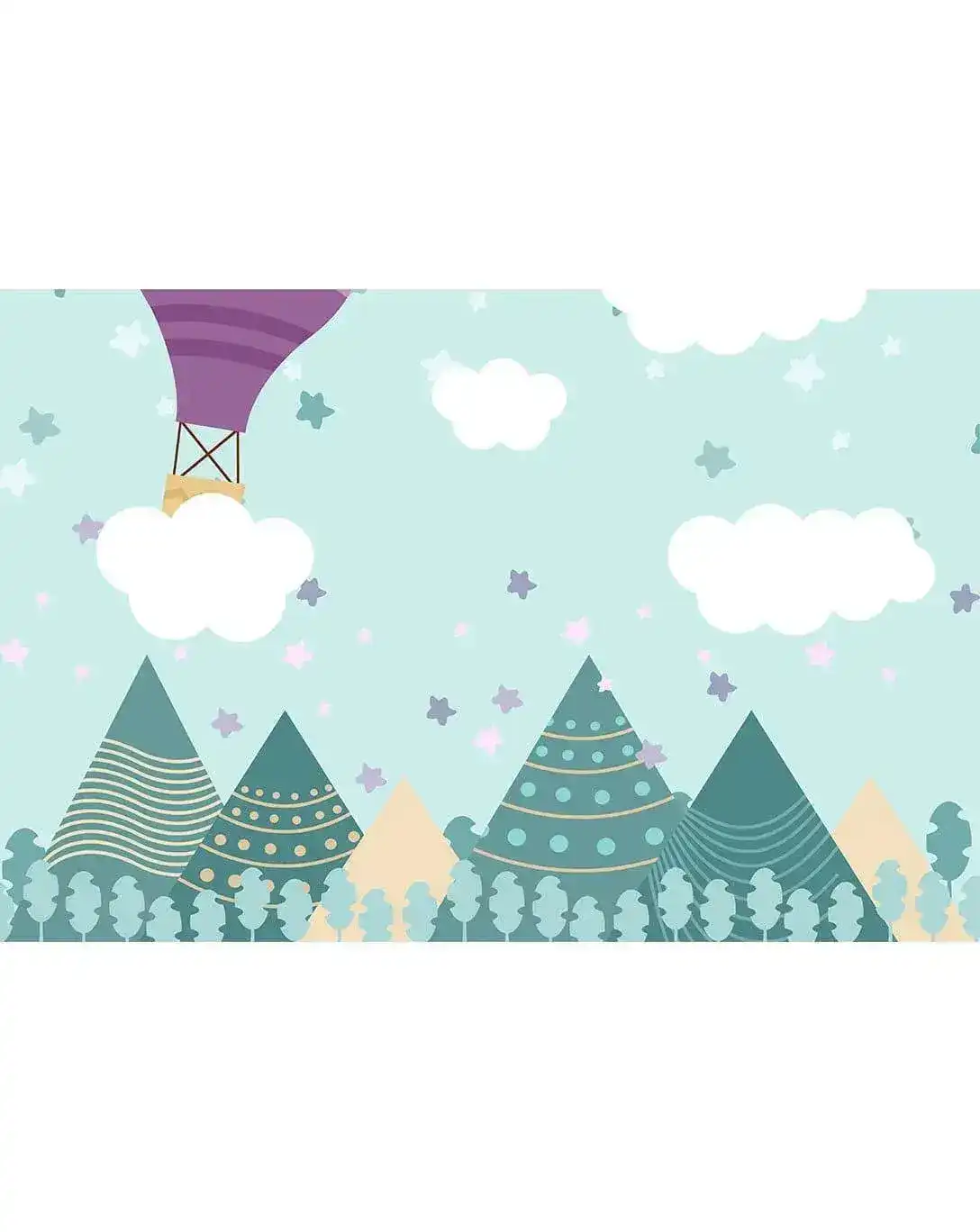 Mountain Peaks Air Balloon Kids Room Wall Mural - Image 3