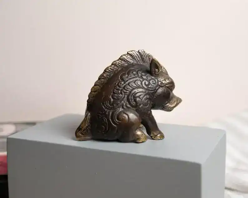 Mystical Pig Brass Figurine - Image 2