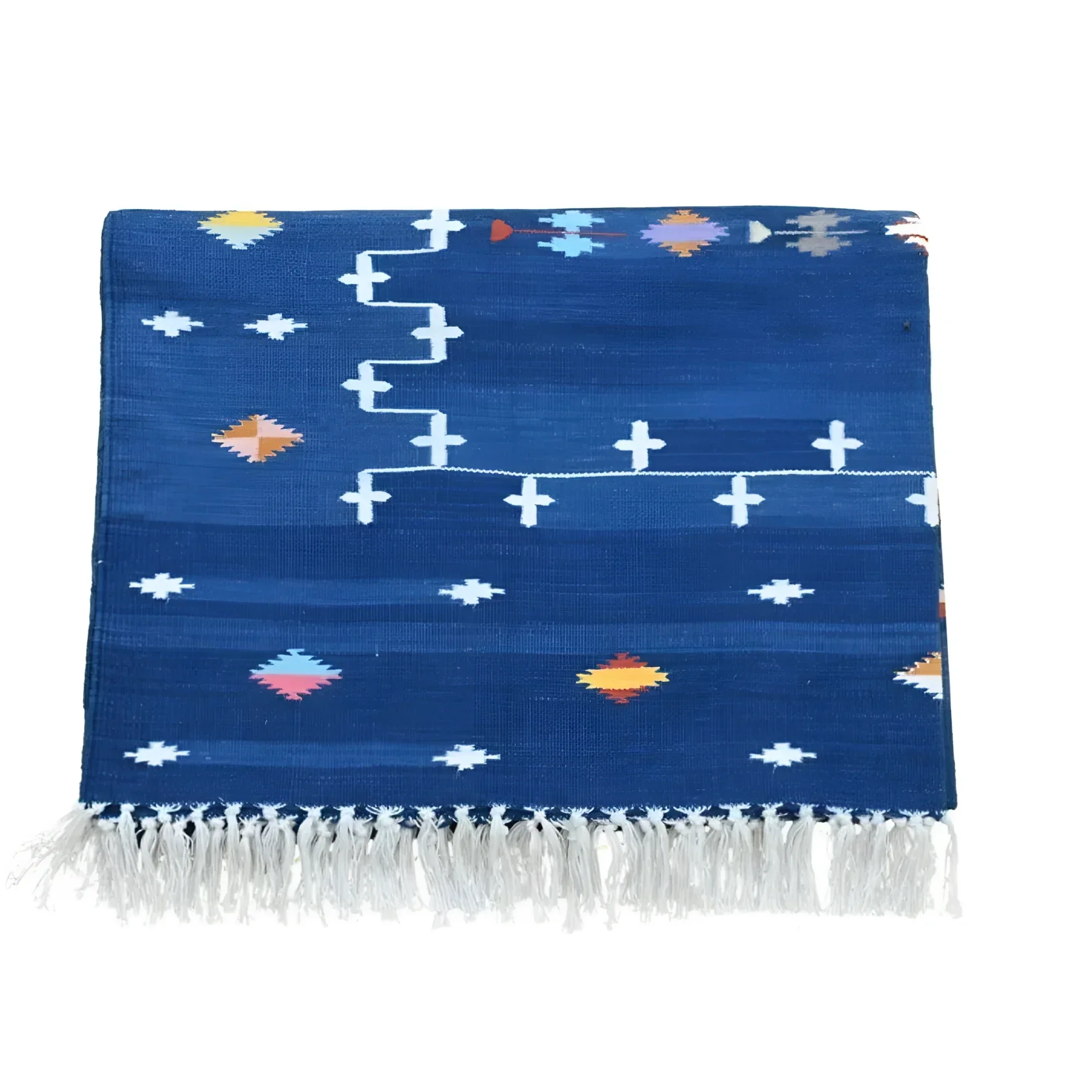 Narita Natural Vegetable Dyed Indian Dhurrie Reversible Cotton Rug - Blue - Image 4
