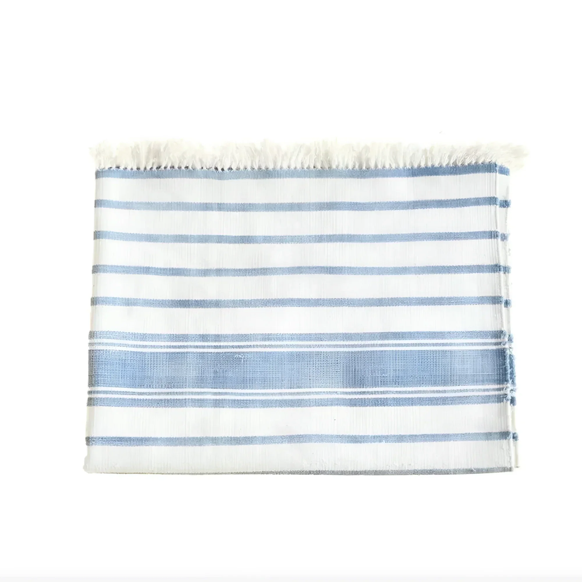Natural Vegetable Dyed Indian Dhurrie Reversible Cotton Rug - Light Indigo - Image 3