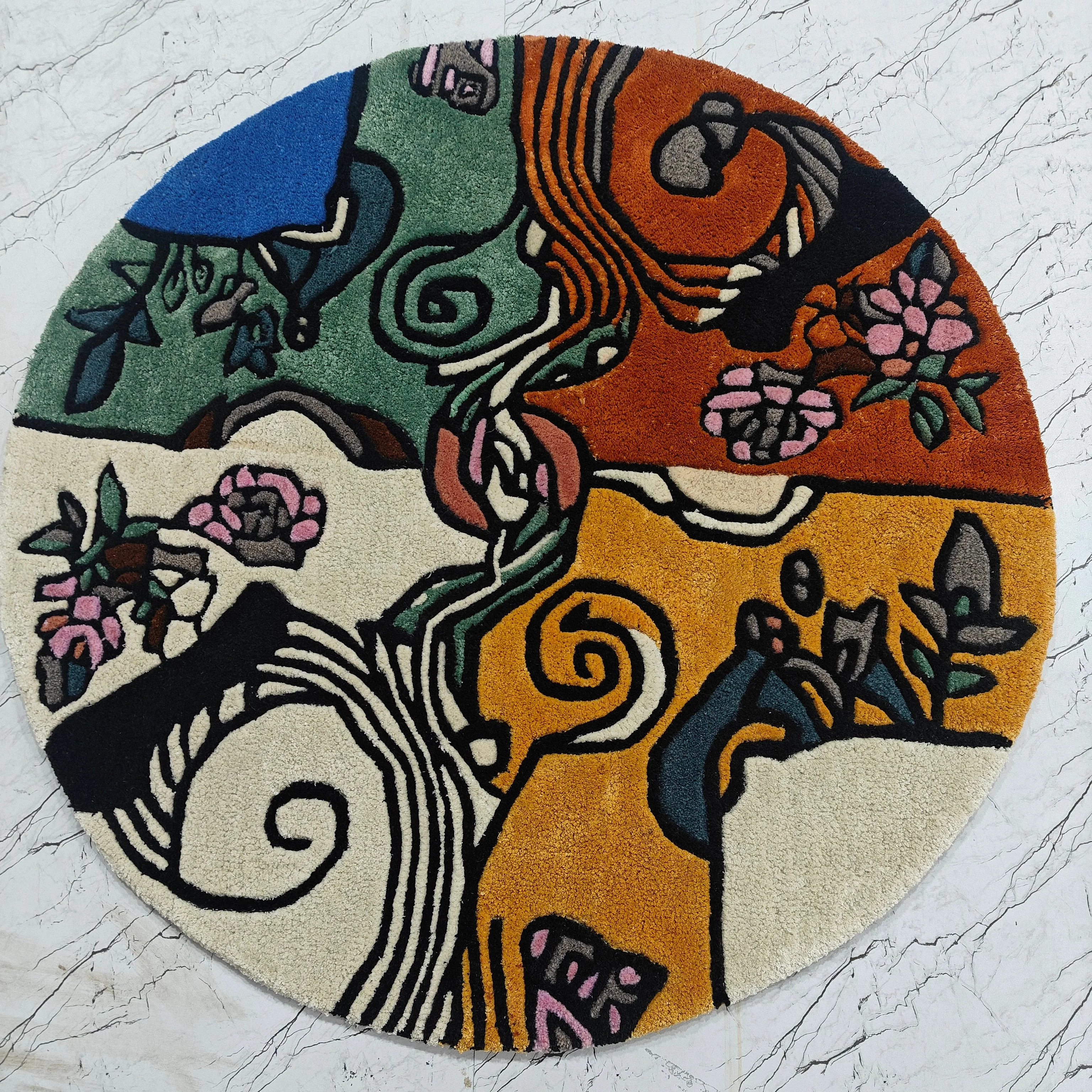 Nature's Kaleidoscope Hand Tufted Round Rug - Image 3