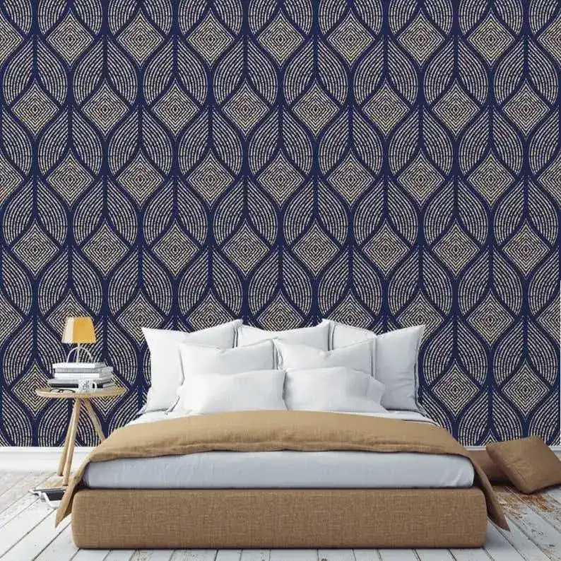 Navy and Gold Geometric Art deco Wallpaper - Image 3