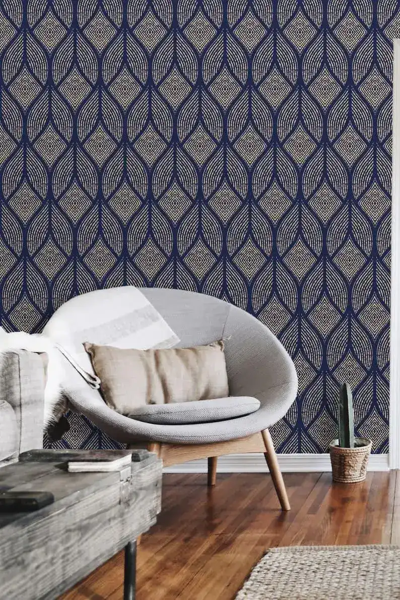 Navy and Gold Geometric Art deco Wallpaper - Image 6