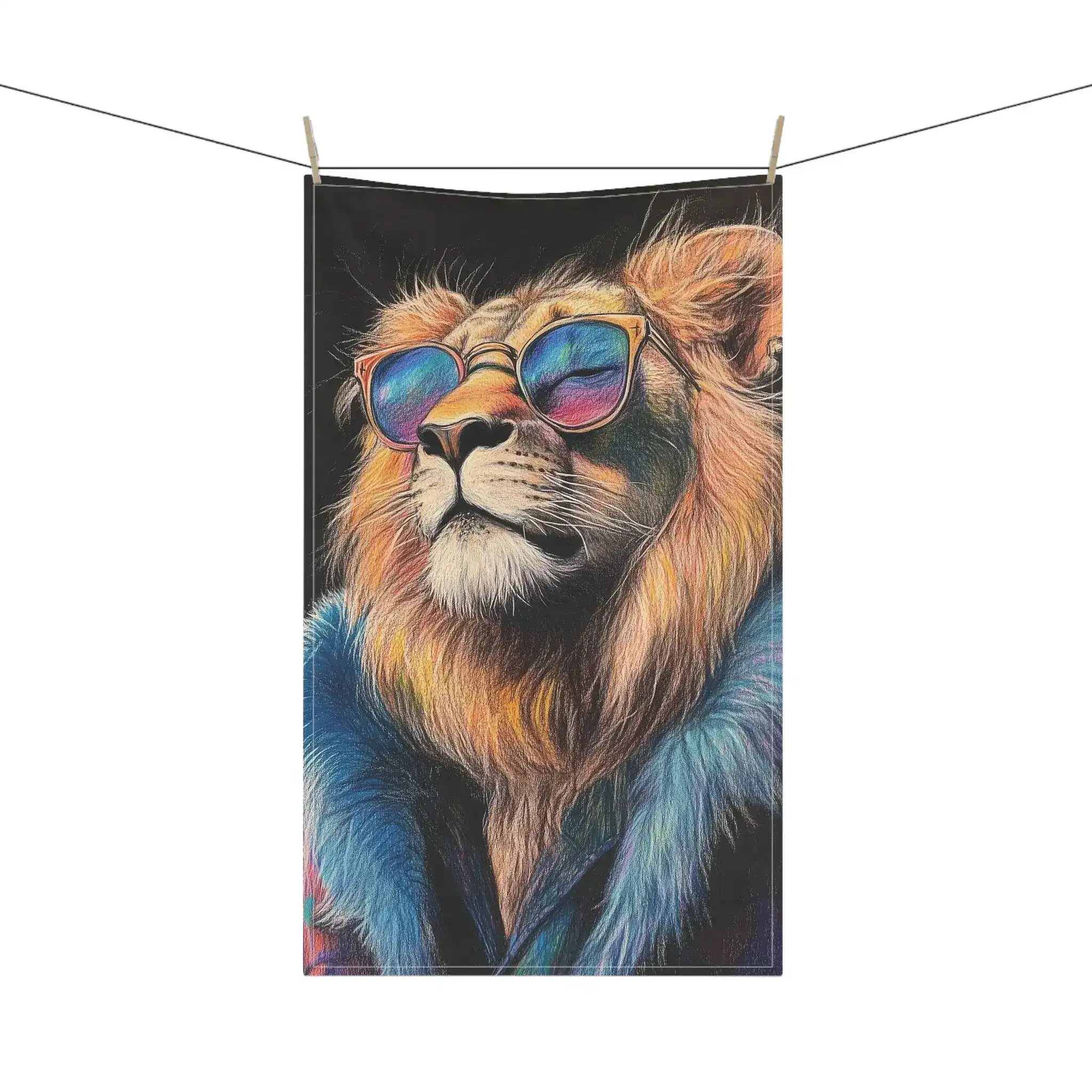Neon King Vibrant Lion Cotton Kitchen Towel - Image 4