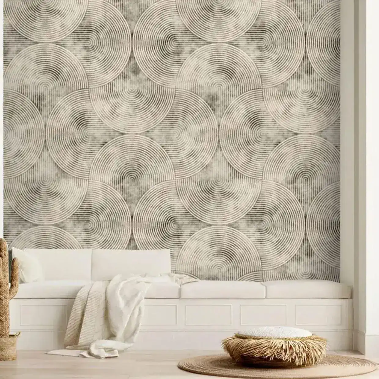 Neutral Beige Abstract Geometric Wall Paper - Image 6