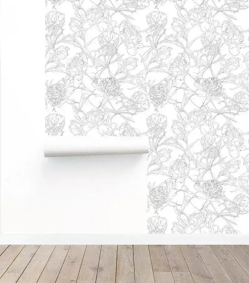 Neutral Minimalist Floral Peony Wallpaper - Image 5
